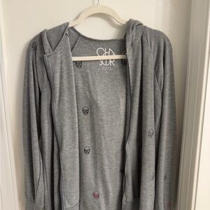 Chaser Gray Skull Zip Up Hoodie